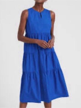 Banana Republic Cobalt Blue Sleeveless Tiered Midi Dress